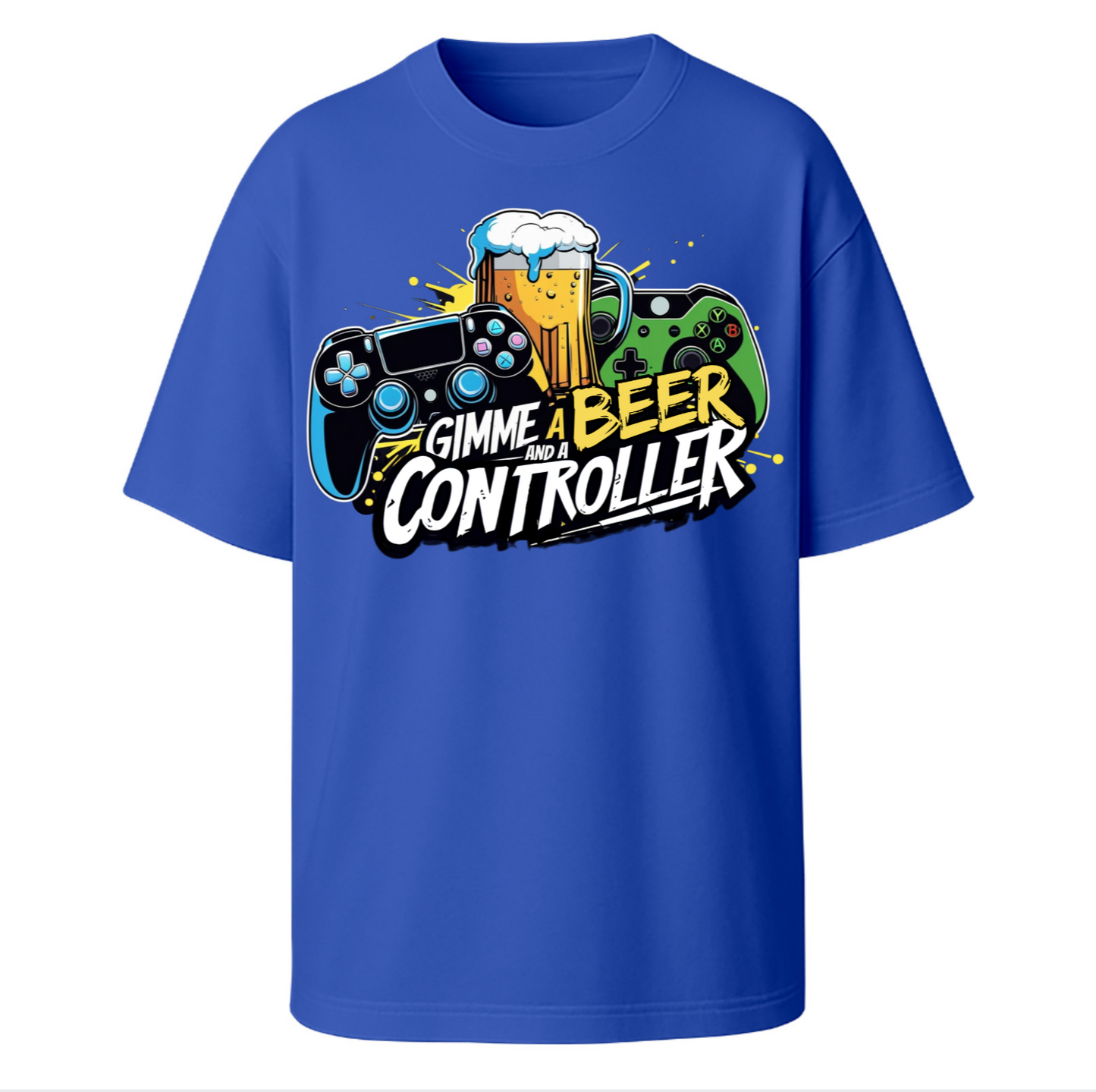 "Gimme a beer and a controller" OVERSIZED Tee